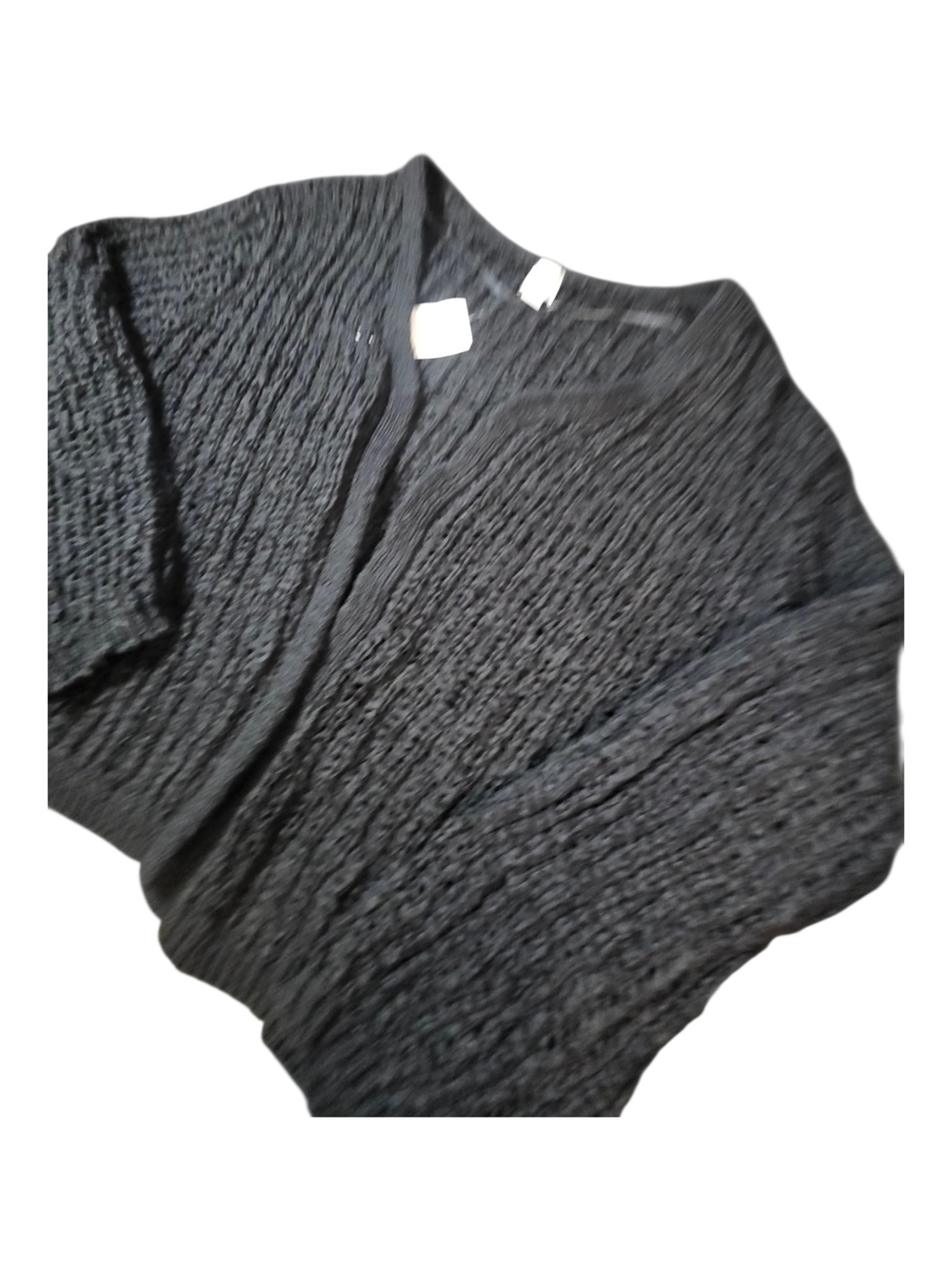 NWT A New Day Black Tape Yarn Open Knit Cardigan Sweater L